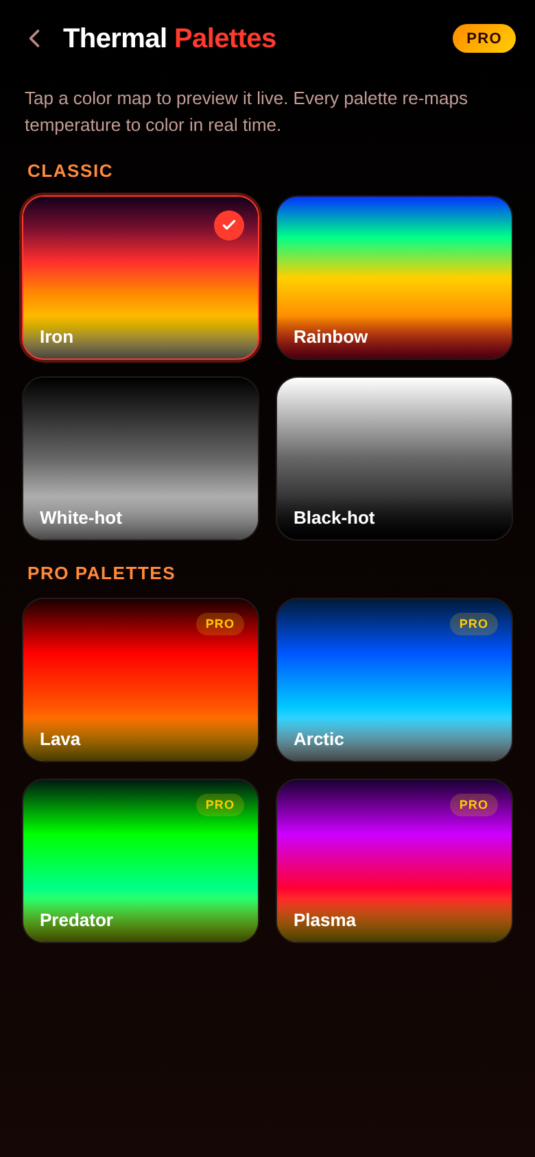 Thermal palettes